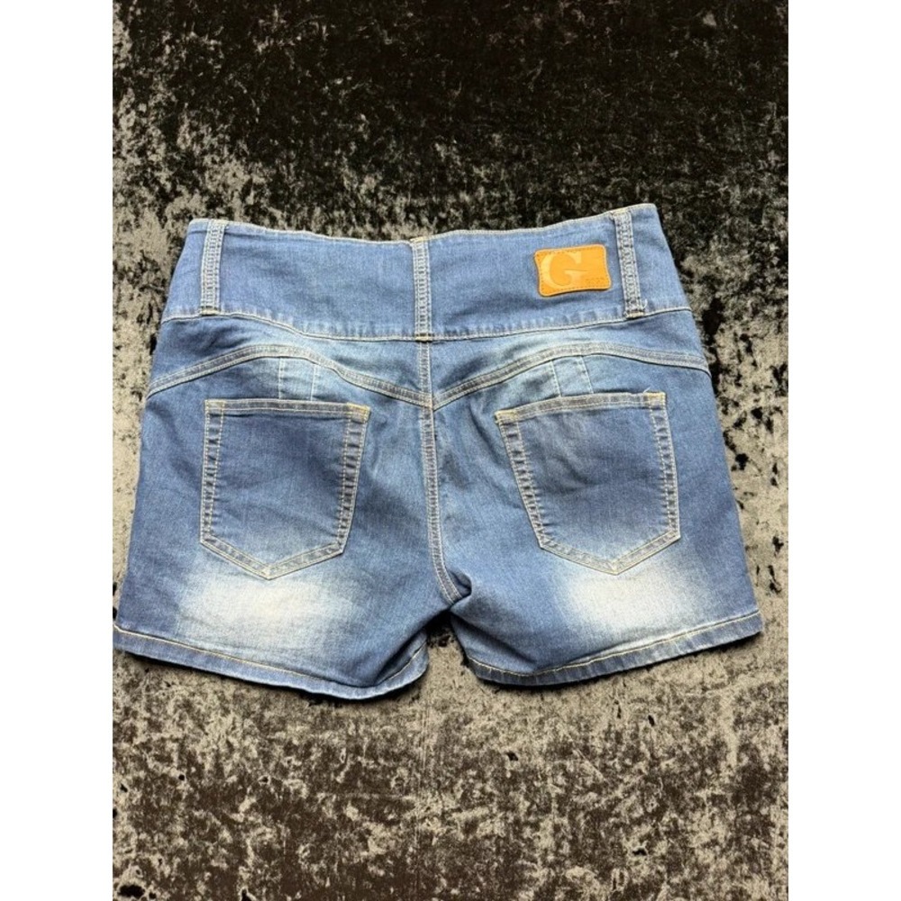 GOGO Star Juniors 13 Denim Shorts Blue High Rise Button Fly Stretch Faded - Picture 4 of 8